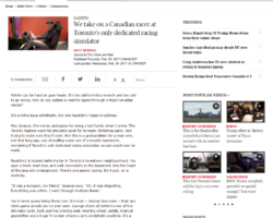 RaceSim1 and Kyle Marcelli in the Globe and Mail